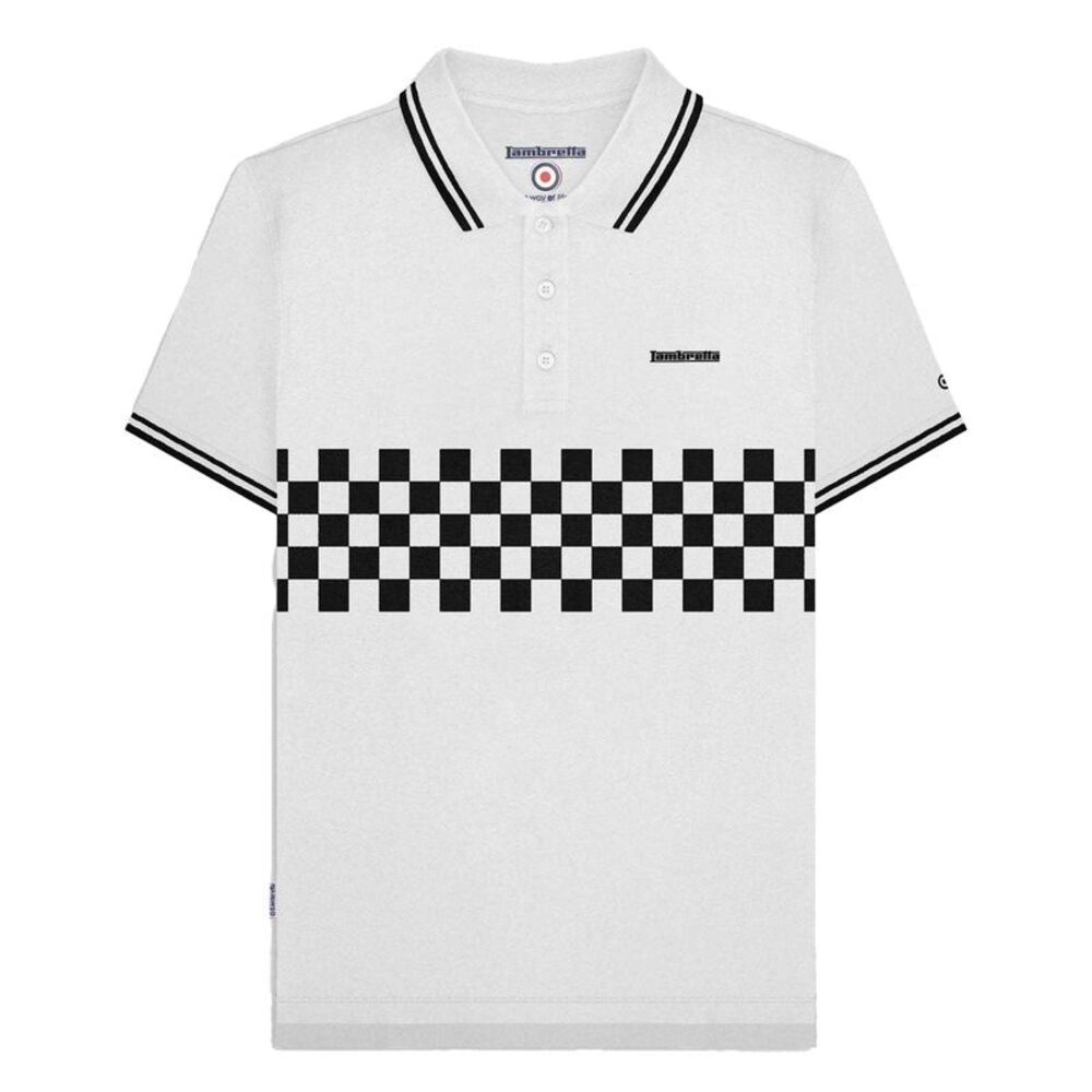Lambretta Mens Toned Polo Shirt / White/Black